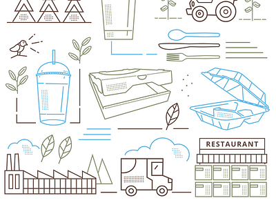 Brand Illustration biodegradable eco-friendly recycle restaurant