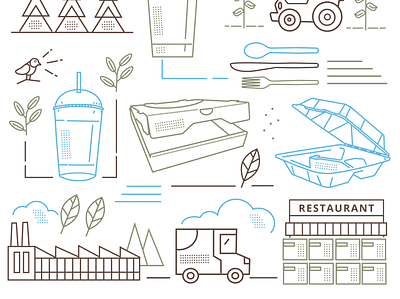 Brand Illustration biodegradable eco friendly recycle restaurant
