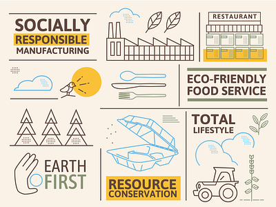 Facebook Social Tile for Earth First biodegradable eco friendly facebook line art recycle restaurant social media