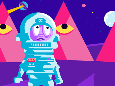 Space Boy alien planet cartoon outer space planet pyramid space art space boy