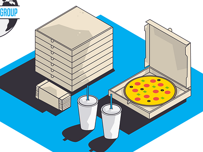 Restaurant Supplies for Team Three Group (crop) cold cup isometric illustration napkins pizza pizza box restaurant to go packages