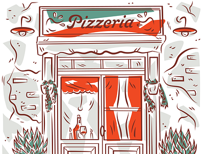 Pizzeria (art for a generic pizza box) package design packaging pizza pizza box pizzeria restaurant restaurant supply