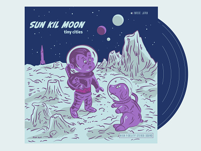 Sun Kil Moon Record Cover cartoon outer space puppy record art sci fi space dog space monkey vinyl
