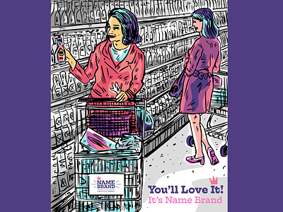 Style Study brush style comic style grocery store inking procreate retro shopping shopping cart