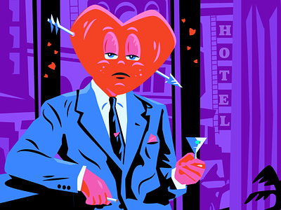 Sad Ray anti-romantic bar heart nightclub pink purple sad valantines day valentines