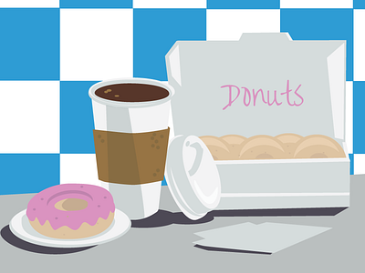 Donuts & Hot Coffee breakfast checker tile donut glazed donut hot coffee napkin to go