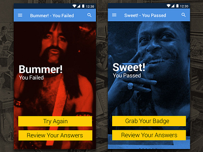 Get Into Great Music Quiz Screens (Android) android ui miles davis quiz spinal tap