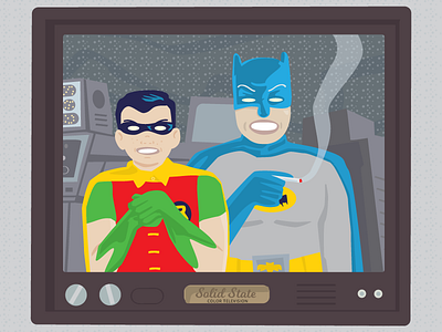 The Dynamic Duo 1960s batman fan art mask robin smoking solid state television superhero