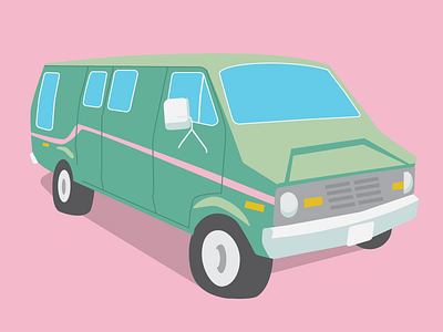 The Green Van dodge van flat style pink van vehicle