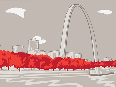 St. Louis Gateway Arch In Autumn autumn fall leaves gateway arch mississippi red river riverboat st. louis vintage