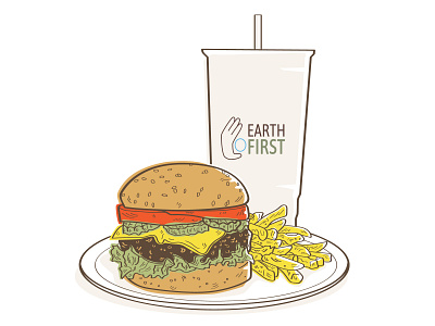 Cheesburger, French Fries and 32 oz Drink burger cheese cheeseburger cup eco friendly fast food french fries straw take out