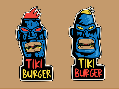Tiki Burger Logo branding burger fast food identity logo logotype tiki