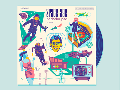 Space-Age Bachelor Pad (volume one) astronaut cosmonaut go go dancer jet pack modern monster old tv planet record retro robot rocket sci fi science fiction space age u2 spy plane vinyl