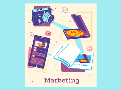 Marketing Web Tile camera iphone magazine mobile marketing pizza social