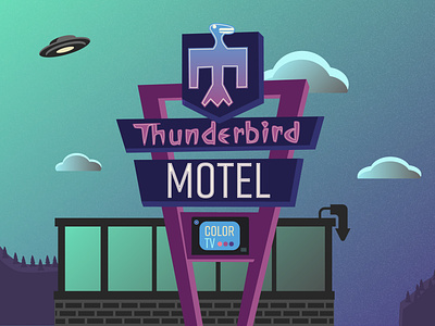 Thunderbird Motel bird motel old sign sign ufo