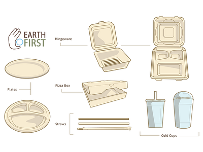 Earth First Solid Line Art (Remix) biodegradable cups eco friendly straws