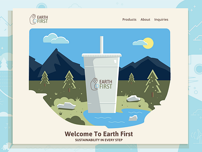 Home Page Concept biodegradable cold cup earth nature recycling sustainability to go packaging website design