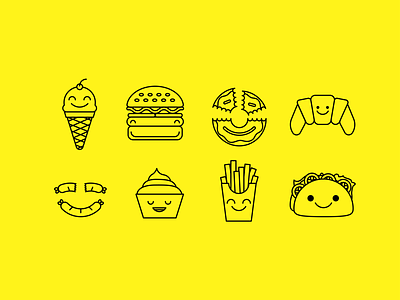 Day 055 : Icon Set - Happy Food - Daily UI challenge app branding capetown dailyui dailyux design graphicdesign icon icons illustration logo london sketch u1 ui userfirst userfirst.agency userfirstagency ux vector
