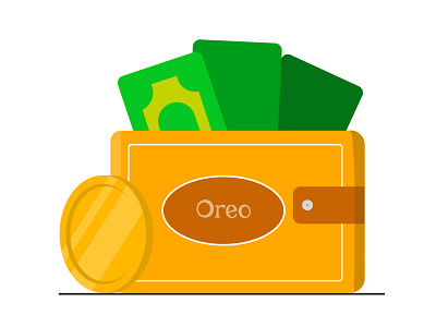 Wallet illustration with money and coins design illustration vector