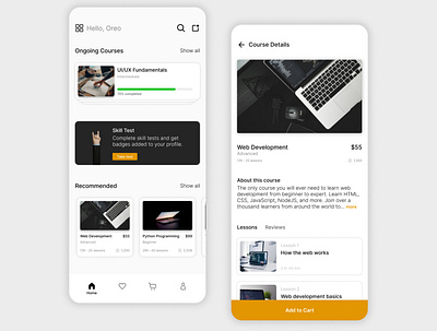 Online Course App app course design ui ux