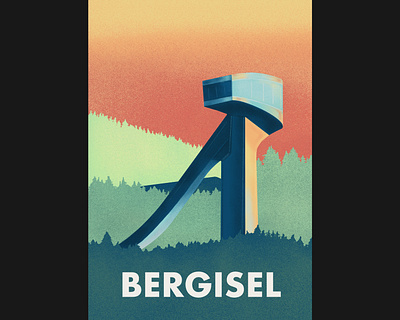 Bergisel applepencil austria bergisel design forest futura gradient illustration ipad procreate skiing skijump sunset woods