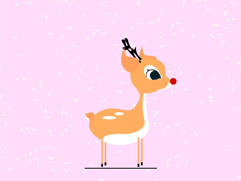 Rudolph the Red-Nosed Reindeer 2d animation character cycle gif illustration loop motion motiongraphics