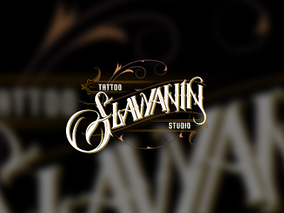 Logo for tattoo studio "Slavyanin" calligraphy calligraphylogo chicano chicanologo chicanostyle letteringlogo logoconcept logodesign logostyle vintage vintage design vintagelogo