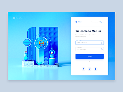 Login screen 3d branding illustration ui ux