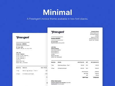 Minimal – FreeAgent invoice theme freeagent invoice invoice design print theme