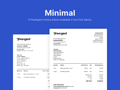 Minimal – FreeAgent invoice theme