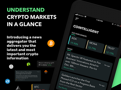 Cointelligent V0.1.4 Updated App Store Screenshot app bitcoin btc cryptocurrency cryptos digital currency eth ethereum finance ios mobile