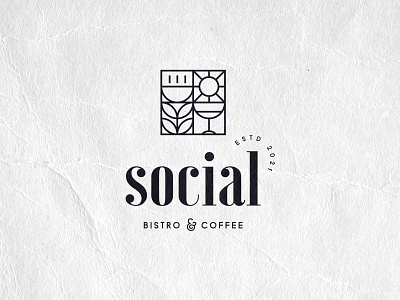 Social Bistro and Coffee bistro bistro logo brand concept branding coffee contrast food geometric healthyfood identity logo design mark restaurant logo serif social vector visual identity wine