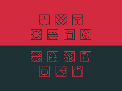 Icon set bistro brand identity branding design food industry geometric geometric design healthy food icons iconset lines minimalist modern process restaurant vector visual identity