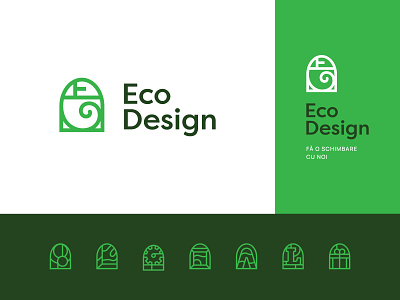 Eco Design - Logo & Icons ambiental design brand identity brand mark branding chameleon clean logo concept eco design geometric green icon design lichen logo design logotype modern concept monoline moss nature vector visual language
