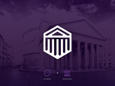 Pantheon brand mark art gallery brand mark branding crypto digital digital art gallery facade hexagone logo logo design minimal nft pantheon symbol vector