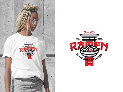 Ramen is my only religion asian asianfood birthday funny gift graphic design illustration japanese naruto ramen ramen artwork ramen t shirt red t shirt t shirt design vector