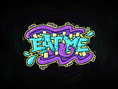 Eat Me - t-shirt graphic bold design bold letters eat me graffiti illustrated letters illustration lettering lips mouth t shirt concept t shirt graphic teeth tongue urban design vector vibrant colors