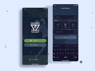 Golf app ui design clean dark mode dark theme dark ui ui ux