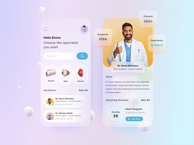 Medical Mobile App glassmorphism ui design