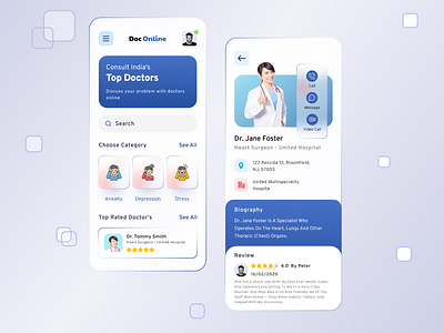 Medical Mobile App glassmorphism ui design part3 clean design doctor figma heath care medical mobile template ui design