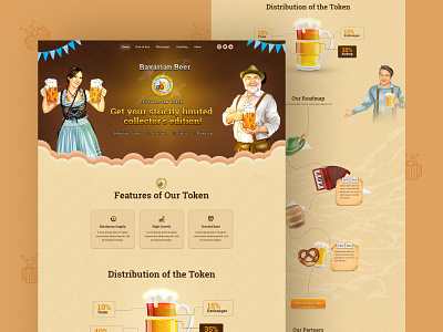 Bavarian Beer | Crypto Token Designs and NFT Marketplace 3d blockchain blockchaintechnology crypto token cryptocurrency design graphic design illustration landing page ui web