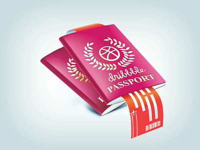 dribbble-passport art clean color concept design dribbble graphic icon illustration invite photoshop pink