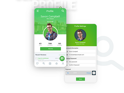 Geeker project behance clean color design green mobile profile ui ux