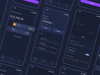 Crypto Wallet - UZ Wallet 🌚 app blockchain crypto design minimal mobile ui ux