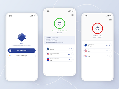 Mobile App - JACS VPN app blockchain crypto design minimal mobile privacy ui ux vpn vpn app