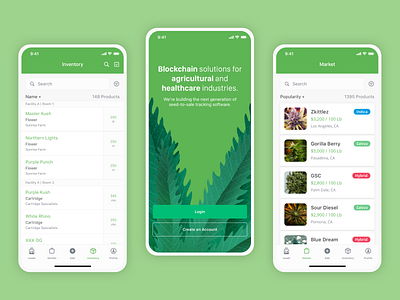 Mobile App - Seed to Sale 🌿 app blockchain branding cannabis crm crypto design minimal mobile ui ux