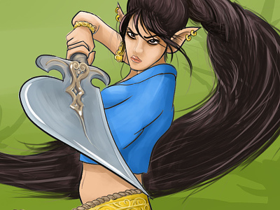Speed Drawing: Female Warrior! Digital Coloring Process