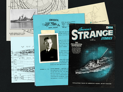 Philadelphia Experiment Dossier branding comics conspiracy diagrams documents history hoax lettering technical typography