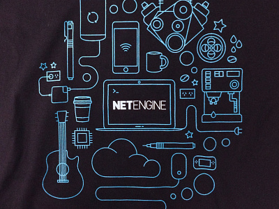 Net Engine T-Shirt Illustration ai engine illustration line net tshirt vector