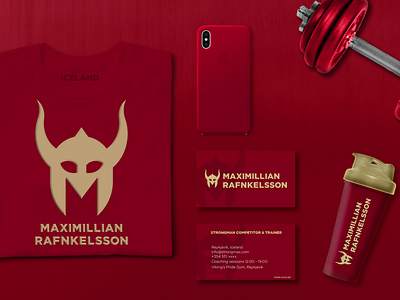 MAXIMILLIAN RAFNKELSSON ™ final logo design fitness gym helmet iceland logo power powerlifting strength strongman trainer viking